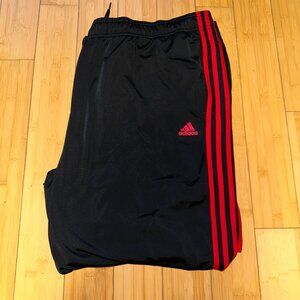 Adidas Men’s 4XL Black Track Pants Red 3-Stripe Athletic Joggers